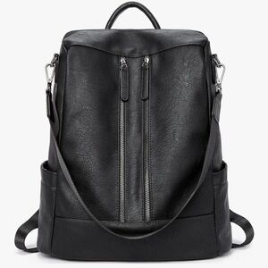 NWT Black Backpack Purse Leather for Women Anti-theft Bookbag